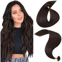 LuxusKollektion Echthaar-Extension Extensions Echthaar Bondings Keratin UTip 40 cm-25g 02 Dunkel braun