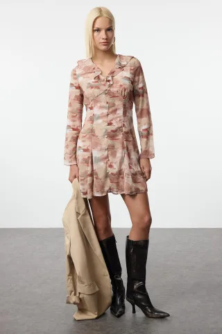 Abstraktes Mini-Kleid für Damen, lang, für Tag und Nacht