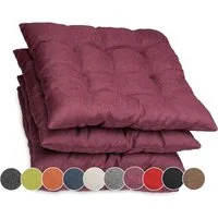 sunnypillow Stuhlkissen 4er Set Stuhlkissen mit Bändern Ontario, Violett