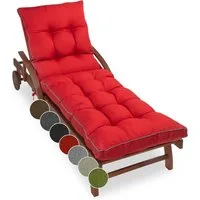 sunnypillow Liegenauflage 200 x 60 - Auflage für Gartenliege extra dick 13cm, Rot