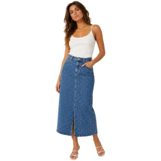 Vero Moda - "Tessa" Midirock für Damen, Denim, Regulär (Blaues Denim)
