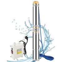 Clanmacy Tiefbrunnenpumpe Brunnenpumpe mit 4000L/h Fördermenge Rohrpumpe Edelstahl Tauchpumpe (Edelstahl Brunnenpumpe Sandverträglich Tauchdruckpumpe 6.7 bar max), 0.75kW/1hp bis 4.000 l/h Fördermenge Edelstahl Brunnenpumpe