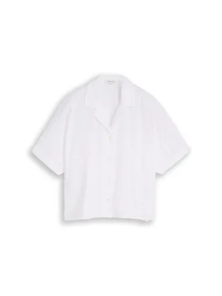 Tom Tailor - Oversized Bluse mit Lochstickerei white - Gr. - 40