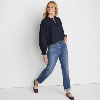 Lochmuster-Bluse für Damen in Petite-Größe, Damen, size: petite, Blau, by Lands' End