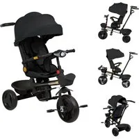 JEOBEST Dreirad Kinderdreirad mit Schubstange Baby Kinderwagen, Drehbarer Sitz, Verdeck mit Sonnenschutz,Getränkehalter Korb