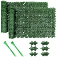 BlingBin Kunsthecken-Sichtschutz Kunsthecken-Sichtschutz, Balkon Sichtschutz Efeu, 1x3 m, (2er Set, 2-St., Inklusive 40 Kabelbinder), Dekoration für Außenbereich Gartendekoration Sichtschutz Windschutz