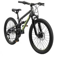 Bikestar Mountainbike 24 Zoll Aluminium Kinderfahrrad, 8 - 13 Jahre, Mädchen, Jungen, 21 Gang Shimano Tourney RD-TY300 Schaltwerk, Kettenschaltung, Scheibenbremsen, Rahmen 33 cm, Vollgefedert