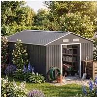 Gardebruk Gerätehaus, BxT: 312x257 cm, XXXL Metall 8m² mit Fundament 315x260x180cm Schiebetür Anthrazit
