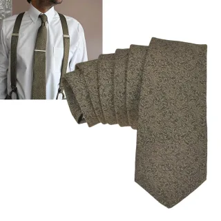 Sir Redman Krawatte Herren Barock-Muster 7x146cm Baumwoll-Mix taupe. Ein stilvoller Blickfang für Hochzeiten und elegante Veranstaltungen.