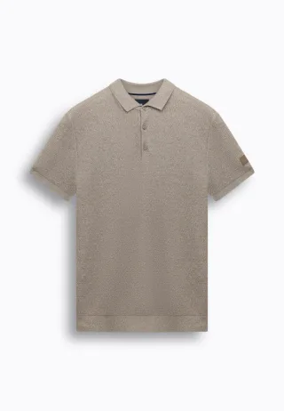 State of Art - Poloshirt mit Honigwabenmuster braun - Gr. - XL