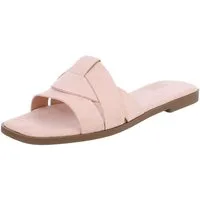 Ital-Design Moderne Damen Sandalen mit geflochtenem Design für Freizeit Pantolette (91117162) Blockabsatz Pantoletten in Altrosa