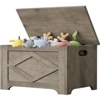 GarveeMore Spielzeugtruhe Aufbewahrungsbank aus Holz mit Sicherheitsscharnier,60x40x45cm, große Spielzeugkiste für Eingangsbereich, Wohnzimmer, Schlafzimmer
