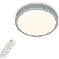 Briloner Leuchten LED Deckenleuchte 3701-014, Dimmfunktion, LED fest integriert, 2700K - Extra-Warmweiß, Deckenlampe, 28x4cm, Silber, 18W, Wohnzimmer, Schlafzimmer, Küche