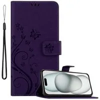 Cadorabo Handyhülle für iPhone 15 PLUS Hülle Apple iPhone 15 PLUS, Hülle Schutzhülle Blumen Flower mit Standfunktion Kartenfach Magnet