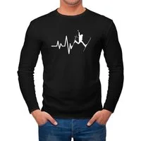 MoonWorks Longsleeve Herren Long-Sleeve Ski Herzschlag Frequenz Skifahrer Wintersportler mit Print
