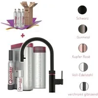 QUOOKER Küchenarmatur Quooker PRO3 & CUBE, Flex inkl. Cube-Filter (4x CO₂ gratis) (Spar-Set, Armatur mit PRO3 und CUBE für kochendes, gekühltes, sprudelndes Wasser) Kochendwasser, Sprudel, stilles wasser, Kindersicherung, Flexschlauch