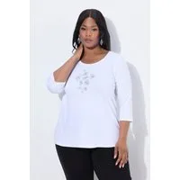 Ulla Popken T-Shirt Shirt Ziersteine A-Linie Rundhals 3/4-Arm