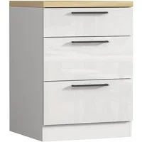 KOCHSTATION Unterschrank Luna, Küchenunterschrank, Unterschrank mit Schubladen, Made in Italy B/T/H: 60 × 60 × 85 cm, mit 3 Schubkästen, 3,5 cm starke Oberplatte