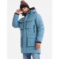 OMBRE Winterjacke Isolierte lange Jacke für Männer mit reflektierenden Elementen
