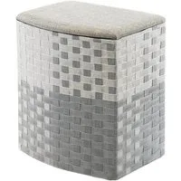 Kobolo Wäschekorb Wäschebehälter - Nylon - weiß-grau - 44x32x52cm (mit Deckel)