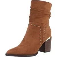 Ital-Design Damen Elegant High-Heel-Stiefelette (88577522) Blockabsatz Stiefeletten in Camel