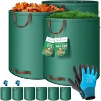 KESSER Gartensack, 272 l, (6-tlg), Gartensack Set Laubsack Gartenabfallsack inkl. Handschuhe