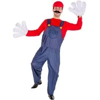 dressforfun Kostüm Herrenkostüm super Klempner Mario, Latzhose in Jeansoptik, mit 2 aufgenähten, gelben Knöpfen
