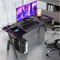 FIVMEN Computertisch Gaming Schreibtisch mit LED A-Förmige Computer Tisch Schwarz