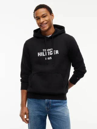 HILFIGER STACK REG FLEECE HOODIE Black - Gr. - S
