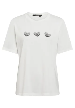 Marc Aurel - T-Shirt mit Herz Print offwhite varied - Gr. - 42