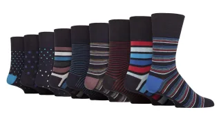 9 Pack Herren Bambus Socken | Gentle Grip | Extra Wide Loose Top nicht elastische Socken - SOMRM060708
