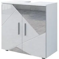 Vicco Waschbeckenunterschrank Irma, Weiß Hochglanz mit Einsätzen, 60 x 59 cm (1-St) mit Dekospiegeln