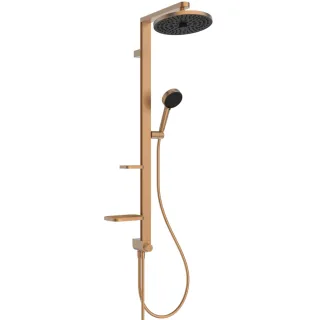 Ideal Standard Duschsystem Ceratwist Alu+ ohne Arm., mit 2 Ablagen,2-fach-Handbrause und 2-fach-Kopf BD585BR