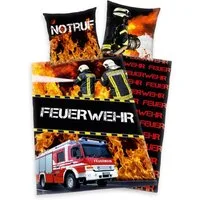 Herding Young Collection Bettwäsche Feuerwehr Bettwäsche mit Marken-RV / with branded zipper 80/80+135/20, kinderbettwäsche 135x200 baumwolle kinder bettwäsche 135x200