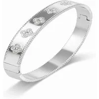 ROUGEMONT Armreif Glücksbringer Damen Armreif Kleeblatt Design Edelstahl 18K Gold, Handgefertigt