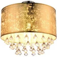 GLOBO LIGHTING Deckenleuchte, Leuchtmittel nicht inklusive, Deckenlampe Deckenleuchte Kronleuchter Kristalllampe Blattgold Textil