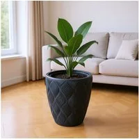 KAGM Pflanzkübel Blumenkübel Blumentopf dekorativ Ø 38 cm Schwarz (1 St., inkl. Pflanzeinsatz)