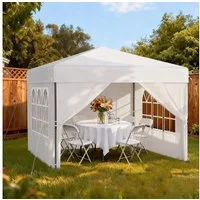 FIVMEN Pavillon Pop Up Partyzelt Faltbar UV Schutz Faltpavillon mit 4 Seitenteilen, Höheverstellbar 240-260cm Camping, Hochzeit, Innenhof