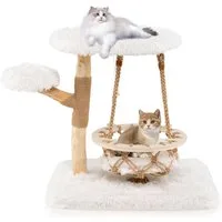 KOMFOTTEU Kratzbaum Katzenbaum, mit Hängeschaukel, Plüschplattform & Kratzsäulen