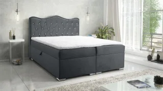 Boxspringbett Schlafzimmerbett SULTAN New in Stoff Velvet X Graphitgrau 140x2...