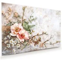 Primedeco Glasbild Wandbild Blumenarrangement mit Aufhängung, Blumen & Pflanzen (21 verschiedene Größen, 1 St), Elegante Aufhängung
