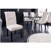 riess-ambiente Polsterstuhl CASTLE beige/schwarz - Strukturstoff, Holzbeine, mit Zierknöpfen (Einzelartikel, 1 St), Landhaus & Chesterfield-Kombination - ideal für Küche & Esszimmer