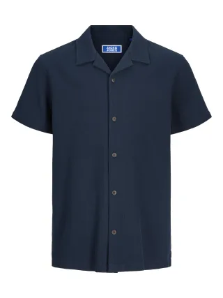 JACK&JONES - JJGLOBAL WAFFLE RESORT SHIRT SS JNR Navy Blazer - Gr. - 164