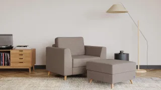 BRUNO Schlafsessel 70cm in Taupe Grau-Beige | praktische Größe | stabiles Massivholz & Boxspringkomfort