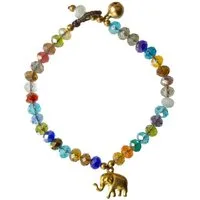 Saraswati Armkette Armkettchen "Elefant" mit 33 Glasperlen, bunt 18cm