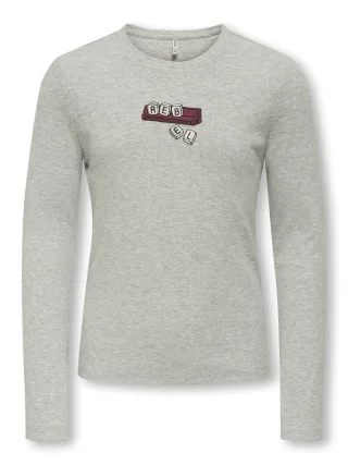 KIDS ONLY - KOGEMMENA LIFE EMB L/S O-NECK JRS Light Grey Melange - Gr. - 152