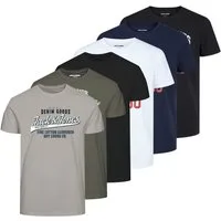 Jack & Jones T-Shirt Herren T-Shirt 6er Pack Baumwolle (Packung, 6er Pack)