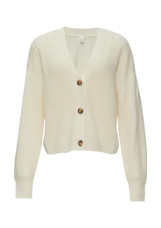 Q/S designed by - Strickjacke aus Wollmix beige - Gr. - XL