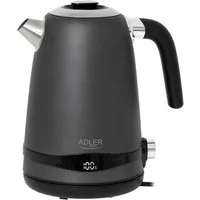 Adler Wasserkocher AD 1295, mit LCD Display, Temperaturregelung, 1,7 Liter, grau