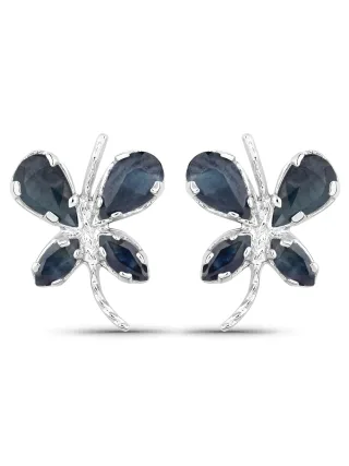 Vira Jewels Ohrringe Silber 925 rhodiniert Schmetterling-Motiv mit echten Saphir-Steinen